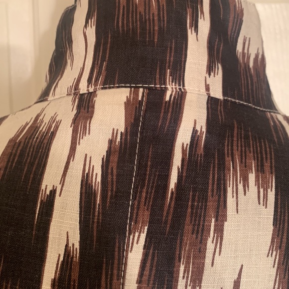 Chico's Ikat Linen Button Up Shirt Blazer
Jacket Boxy Brown Women's Plus… - Picture 11 of 13